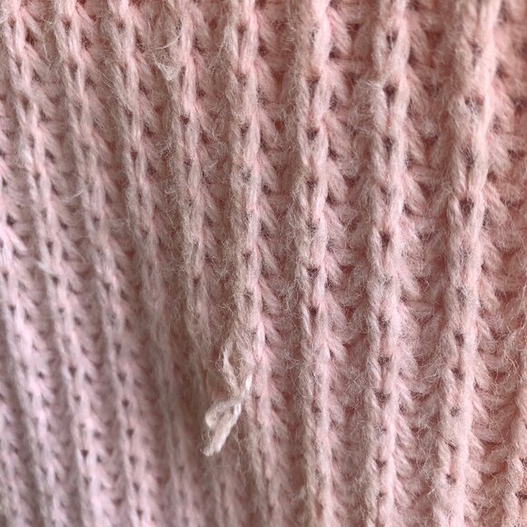 Vintage Pink Chunky Knit Ribbed Sailor Fringed Collar Cardigan Pearl Buttons - M - Picture 15 of 15